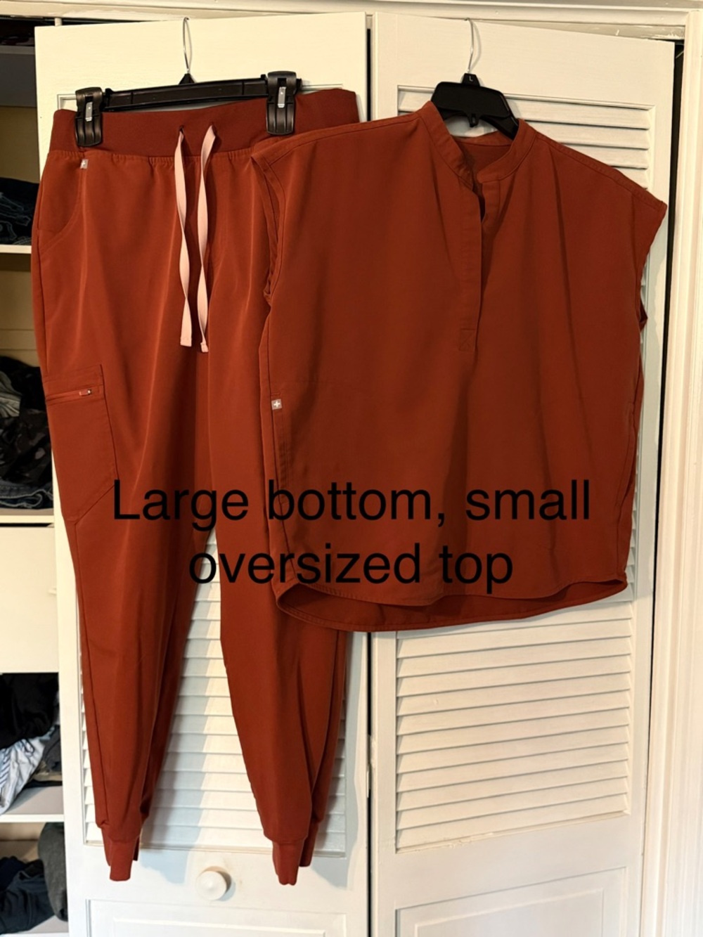 Burnt orange FIGS scrub set